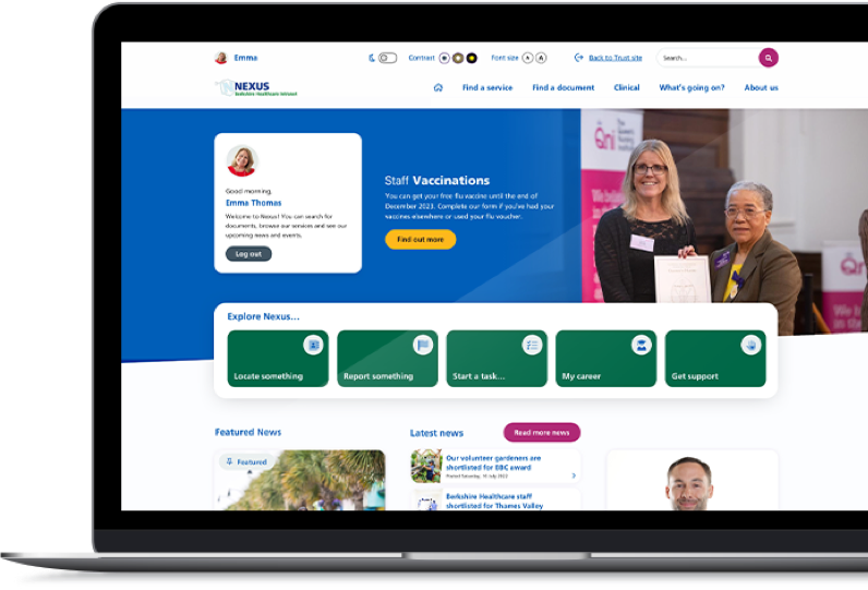 Laptop displaying a VerseOne intranet